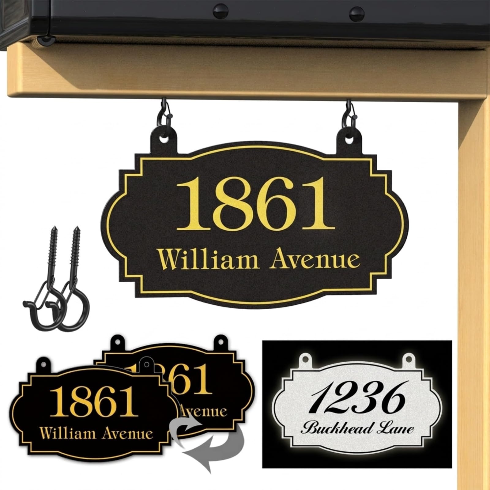 DBLXYAN Personalized Custom Hanging Address Sign Metal House Numbers for Outside Mailbox Plaque Outdoor Yard Fence Decor