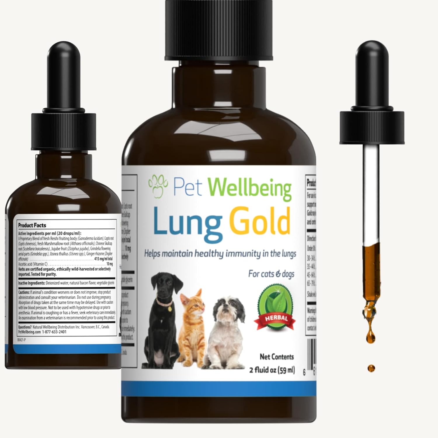 Pet Wellbeing Lung Gold for Cats - Vet-Formulated - Lung & Respiratory Immune Support, Open Airways, Easy Breathing - Natural Herbal…