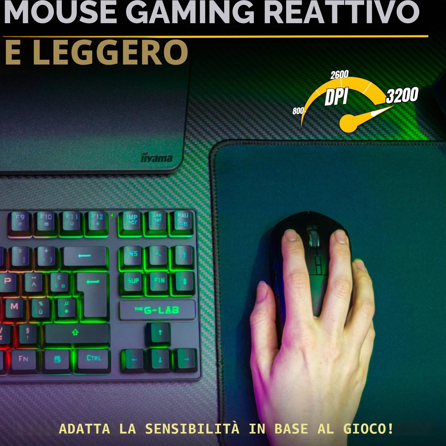 The G-Lab - Combo Oxygen EX - Set di tastiera e mouse wireless Gaming con LED RGB - Tastiera Gaming wireless in formato TKL, Layout spagnolo e mouse da gioco wireless, 3200 dpi - PC/PS4/PS5 - Nuovo