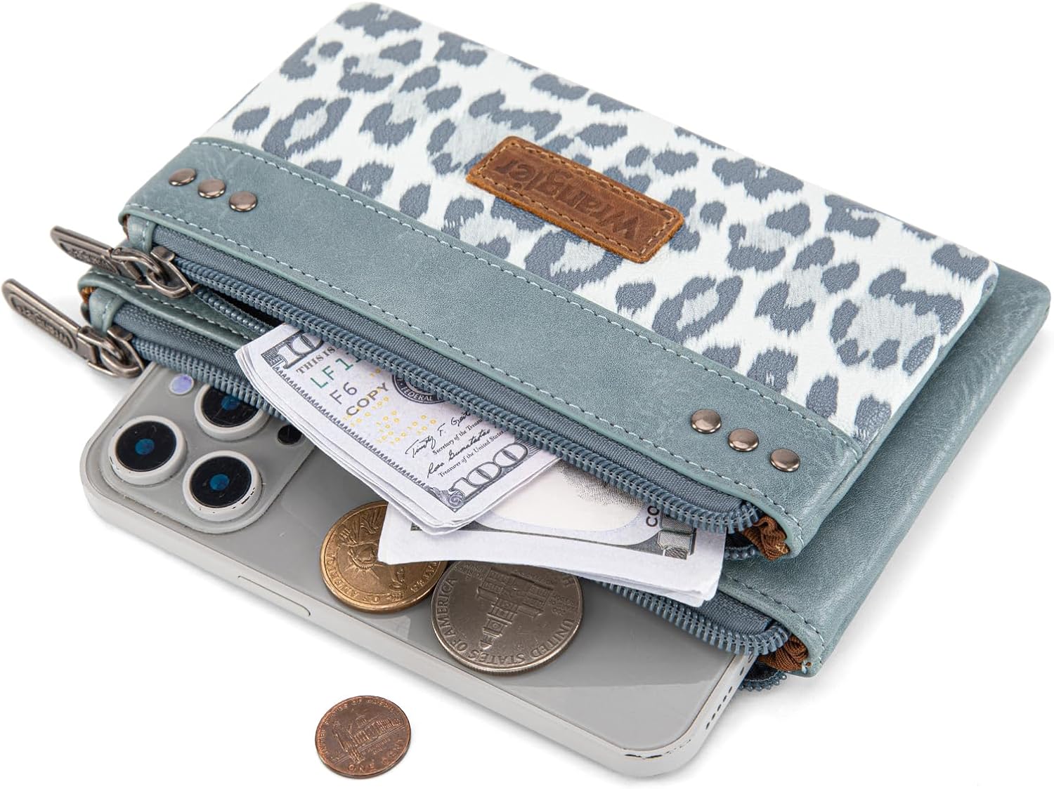 Montana West X Wrangler Woman Wallet Large Women's Wallets, Card Cases & Money Organizers Double Zipper Western Clutch Wallet and Rfid Lining - Image 3