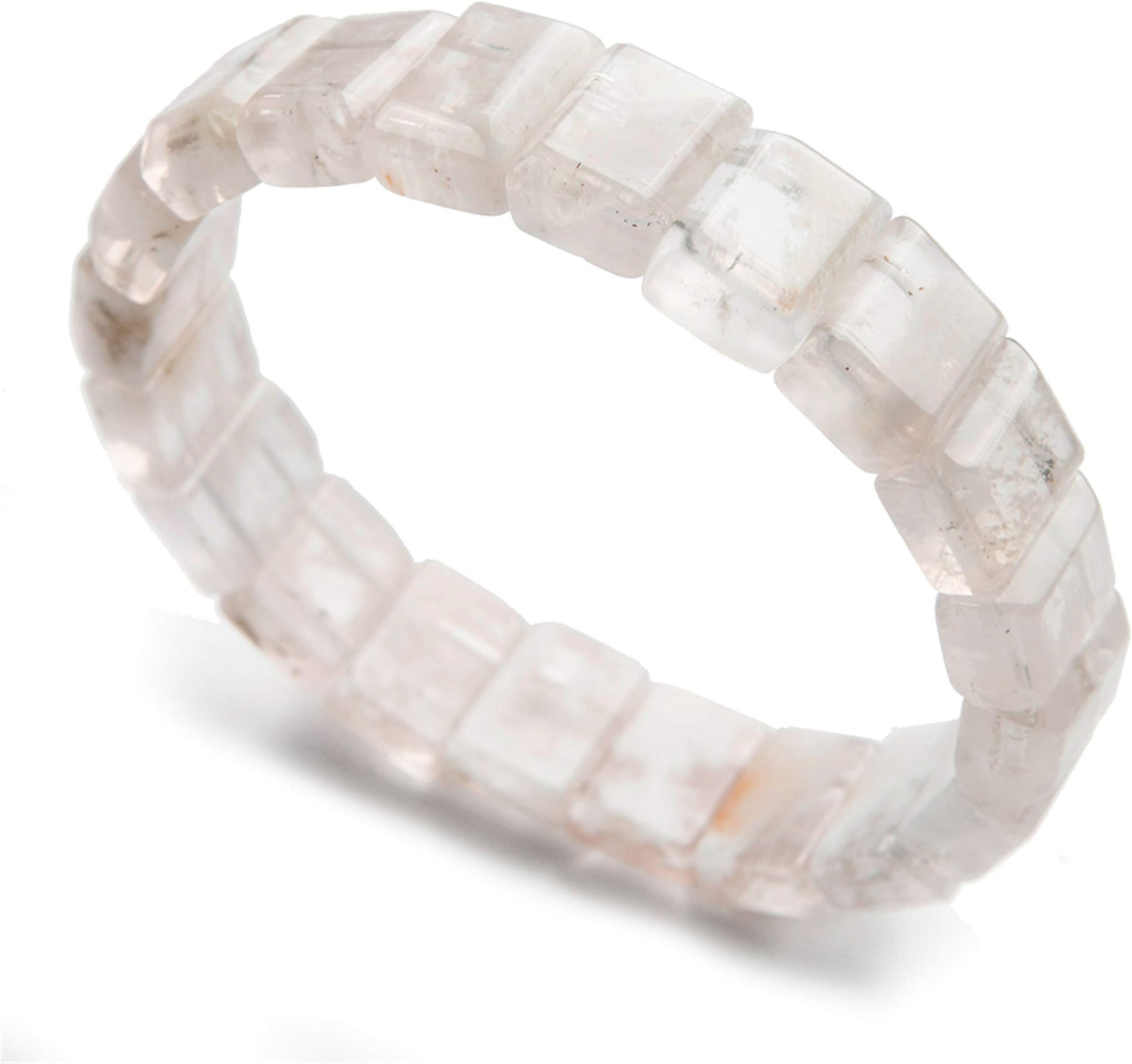 Gemstone Bracelet Natural White Phantom Quartz Sericite Crystal Bangle