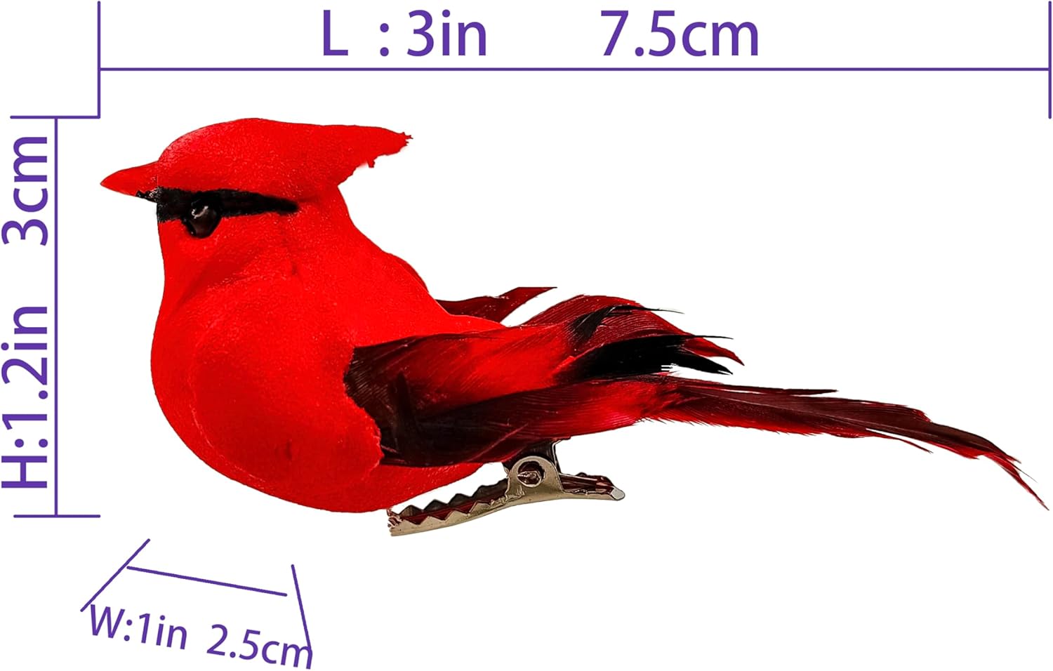 Berfutall-Cardinal Clip On Christmas Tree Ornament Decorations - Red Feathers Set of 12 Pieces Each is 2.8" Lon(C)… - Image 3