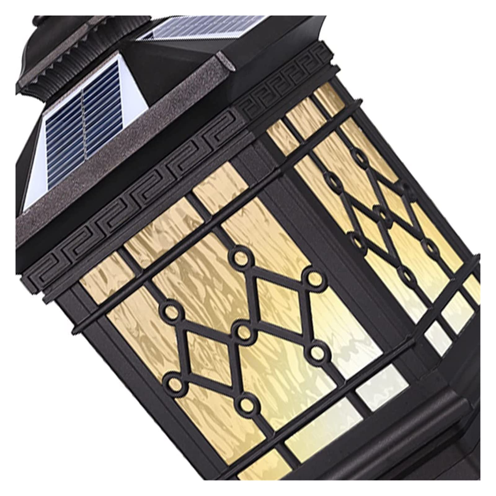 Lampy Zewnętrzne Na Słupach Latarnianych, Oświetlenie Dziedzińca, Lampa Solarna Na Słupku, Szklana Latarnia, Lampa Słupkowa Do Bramy, Lampa Słupkowa Do Ogrodzenia, Lampa(Wysokość: 38 Cm)
