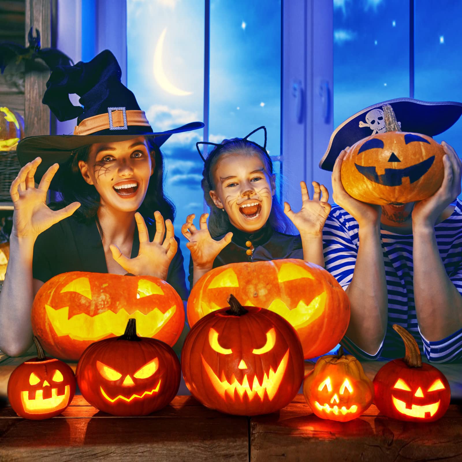 Kit di Intaglio della Zucca 7 Pezzi Set per Intagliare di Zucca Halloween con Stencil di Zucca, Strumenti Professionale per Intagliare di Zucca in Acciaio Inossidabile per Adulti e Bambini