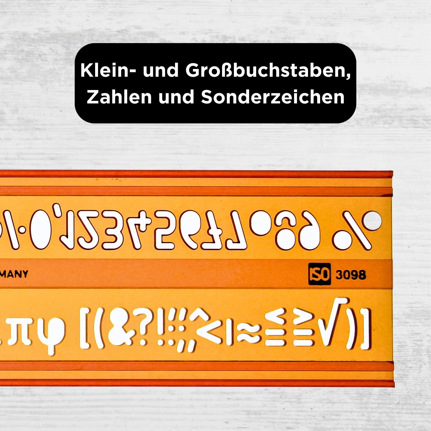 7mm Schriftschablone - Normschriftschablone 7mm - Schriftschablone Technisches Zeichnen - Schrift Schablone 7 mm - Isonorm Gerade Mittelschrift Schablone
