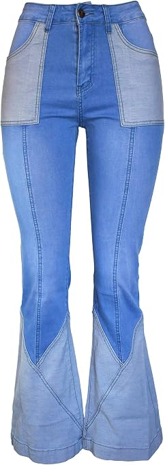 Aodrusa Women Patch Flare Jeans Bell 
