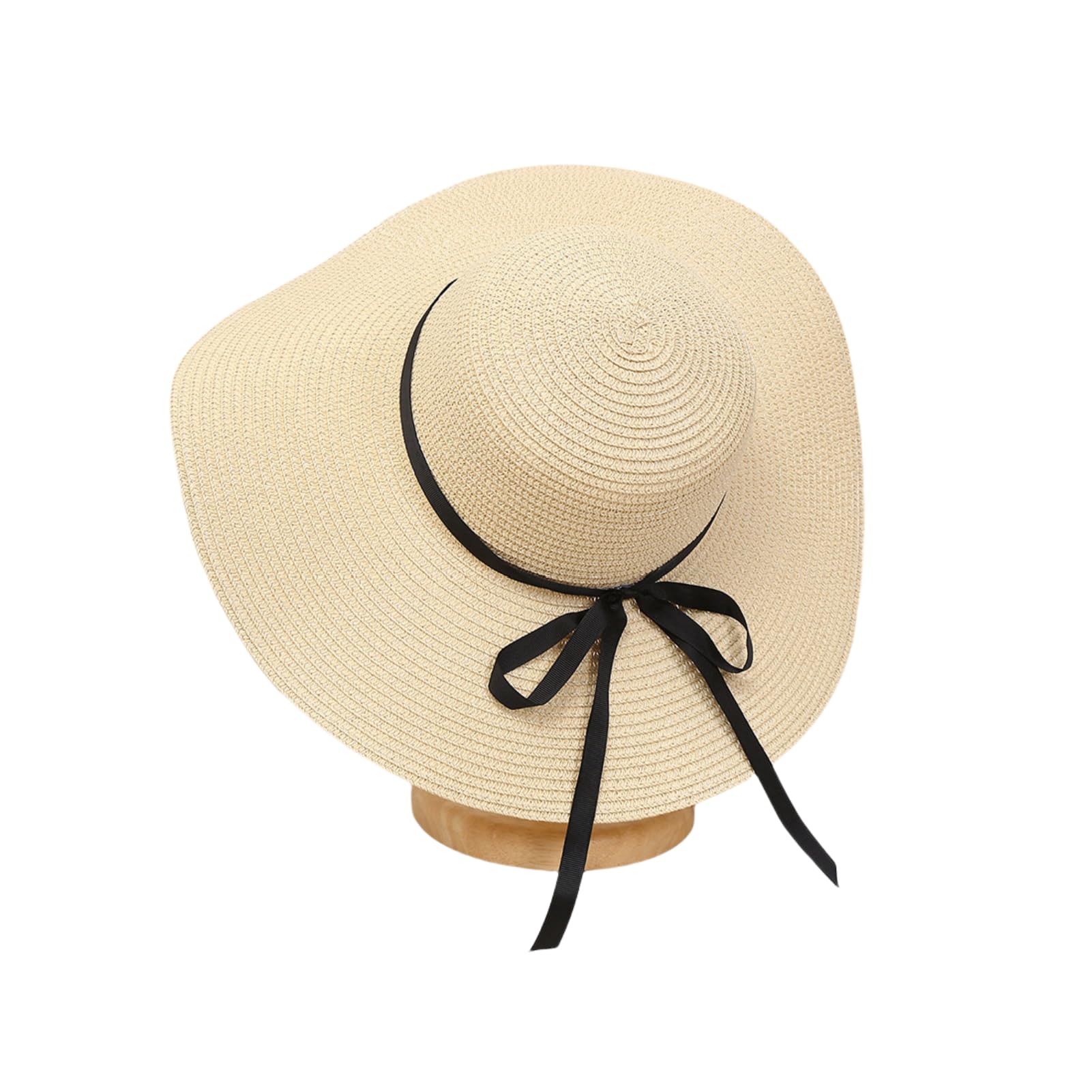 DAYONGWomen Sun Straw Hat, Wide Brim Breathable Beach Hat, Big Bowknot UV Protection Sun Visor Hat, Foldable Roll-up Sun Hat for Beach, Outdoor, Holiday.