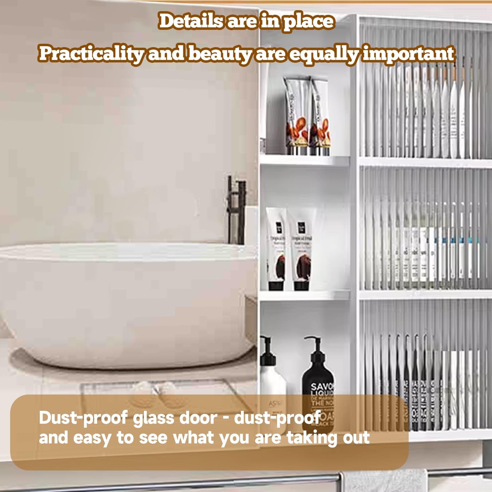 Gabinetes de Espejo de baño montados en la Pared Armario Baño con Espejo,Fuerte, Estable y Duradero/Gran Espacio de Almacenamiento/Espejo de Alta definición(Gray,60cm/23.6in)