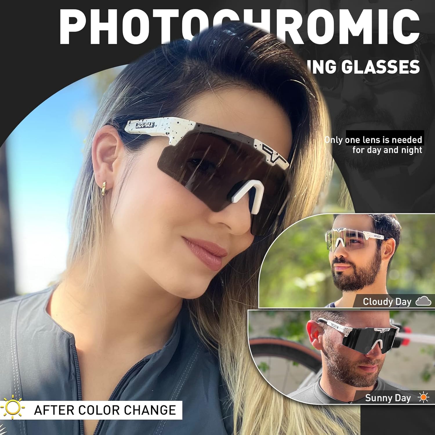 KAPVOE Photochromic Cycling Glasses Sports Sunglasses Mountain Bike Gasses Clear MTB Glasses Men Women Bicycle Riding Glasses - Image 2