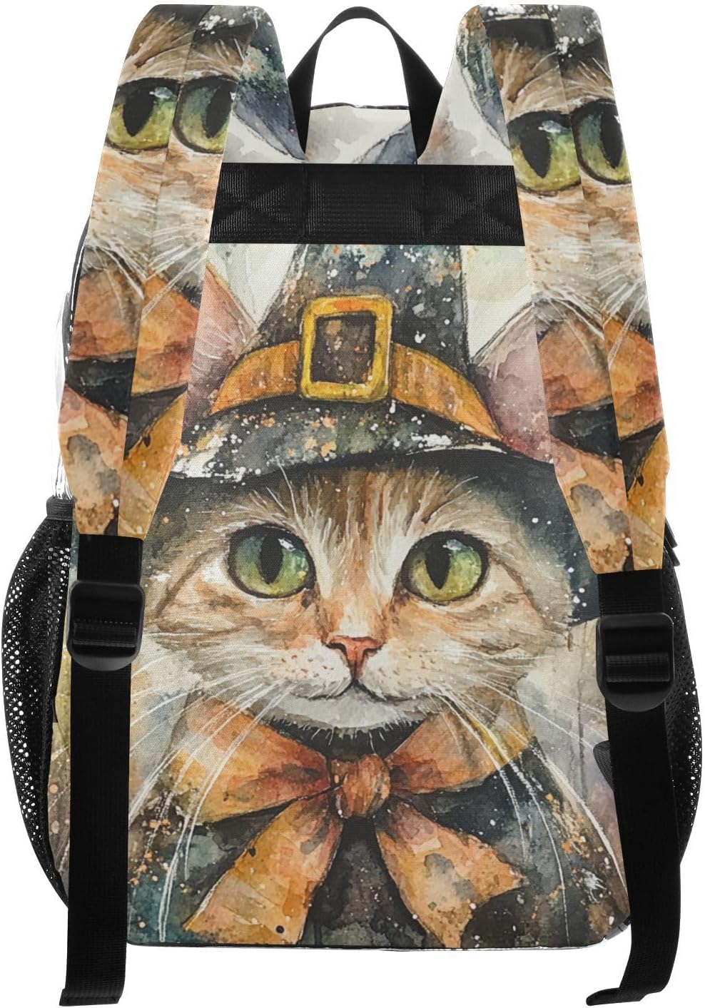 Cat Witchs Hat Happy Halloween Clear Backpack High School Clear Bookbag for Girls Seethrough Heavy Duty Bag