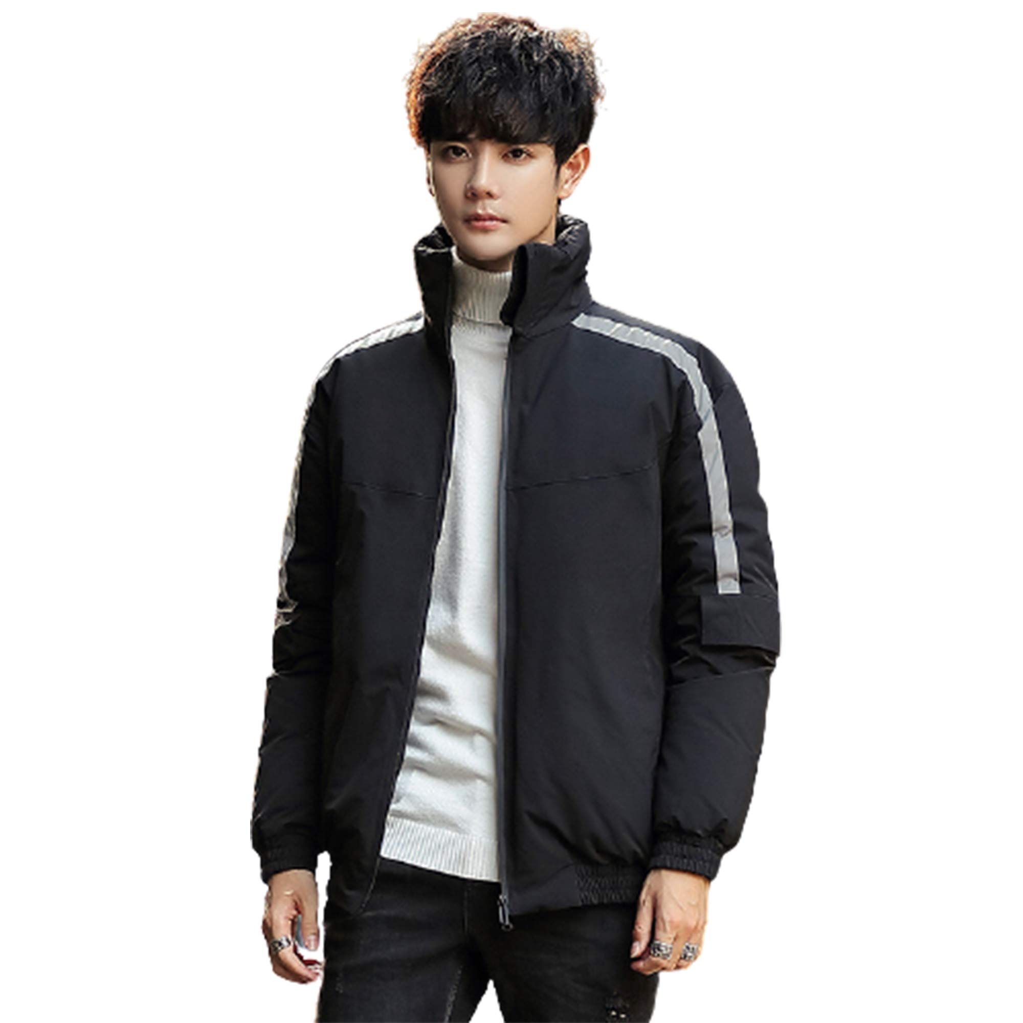 AKT Doudoune d'hiver Manteau Épais et Chaud Décontracté à Col Montant Blouson en Duvet de Canard Blanc,BlackGray,XL/170cm