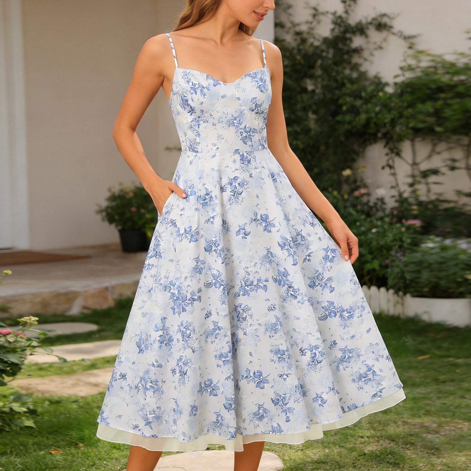 2026 décontractée Bustier en Mousseline française à Volants élégante pour Femme Parfaite Quotidien comme en Vacances avec Motif Floral