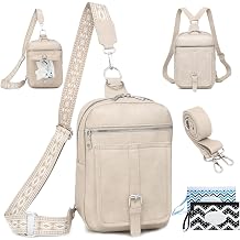 Travistar Chest Bag Sling Bag Women Men 2 in 1 Backpack Women's Changing Bag with 2 Removable Shoulder Straps and Wet Wipe Bag PU Leather Shoulder Bag Crossbody Bag Women White Adjustable strap