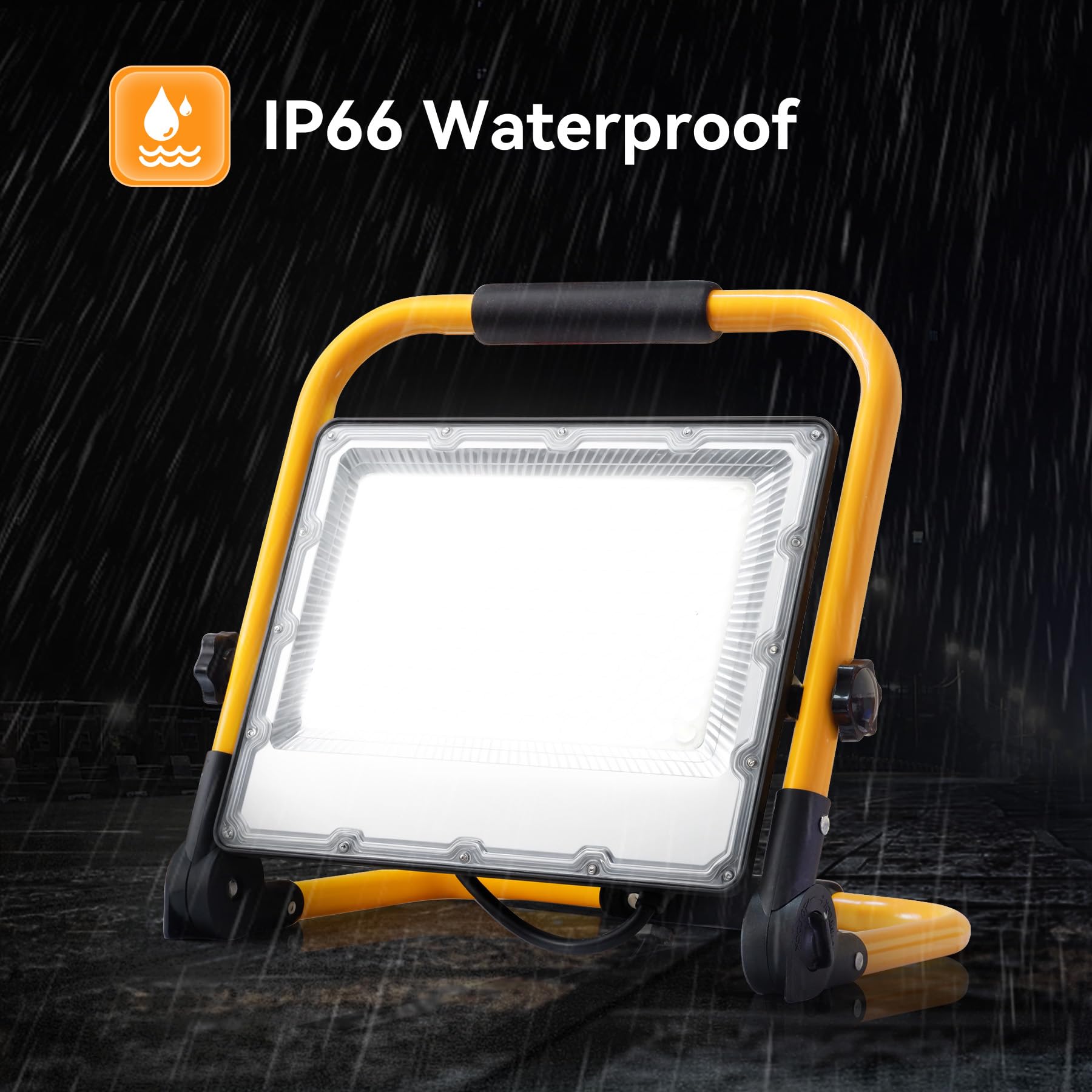 Projecteur LED Chantier 200W - Étanche IP66,Lumière Blanche 6500K, 20000 Lumens avec Prise Schuko et Cordon de 4M - Idéal pour Les Chantiers de Construction et Les Travaux de Plâtrerie