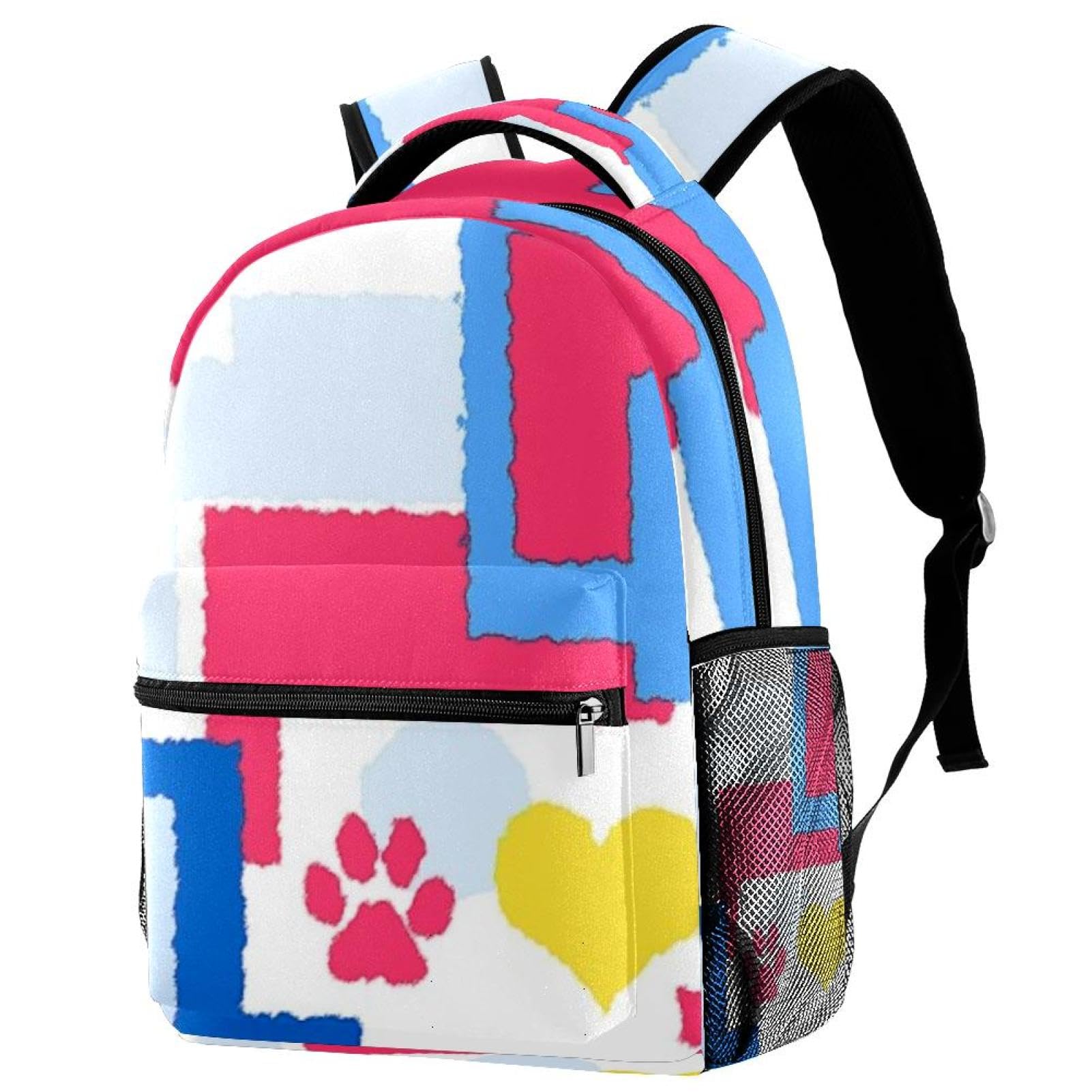 Zaino scolastico per uomini e donne, con impronte e scritta "Love", borsa per computer portatile, leggera, zaino casual per libri