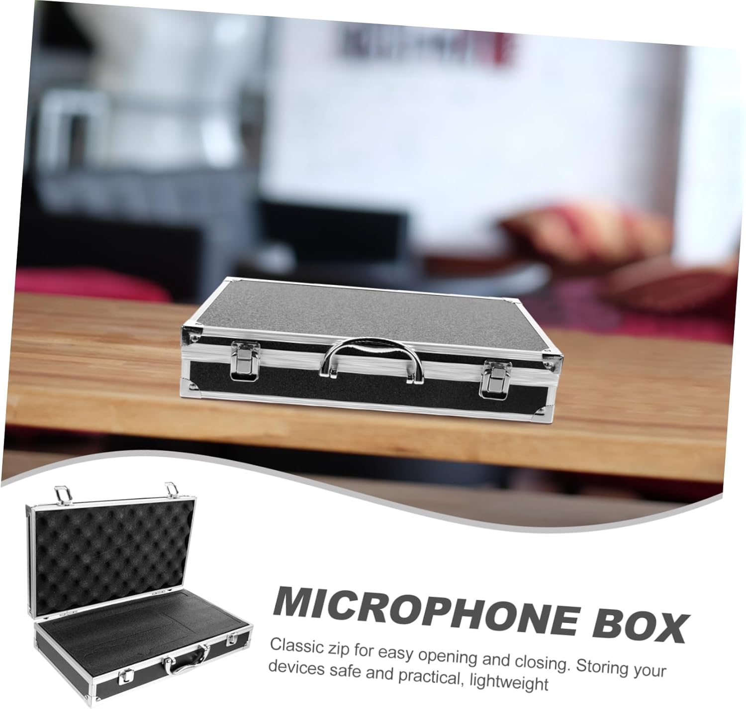 VANZACK Mobile Microphone Case Set Professional Shockproof Carrying Box for Live Streaming Wear-Resistant Storage for Outdoor Use Compatible Most Microphones