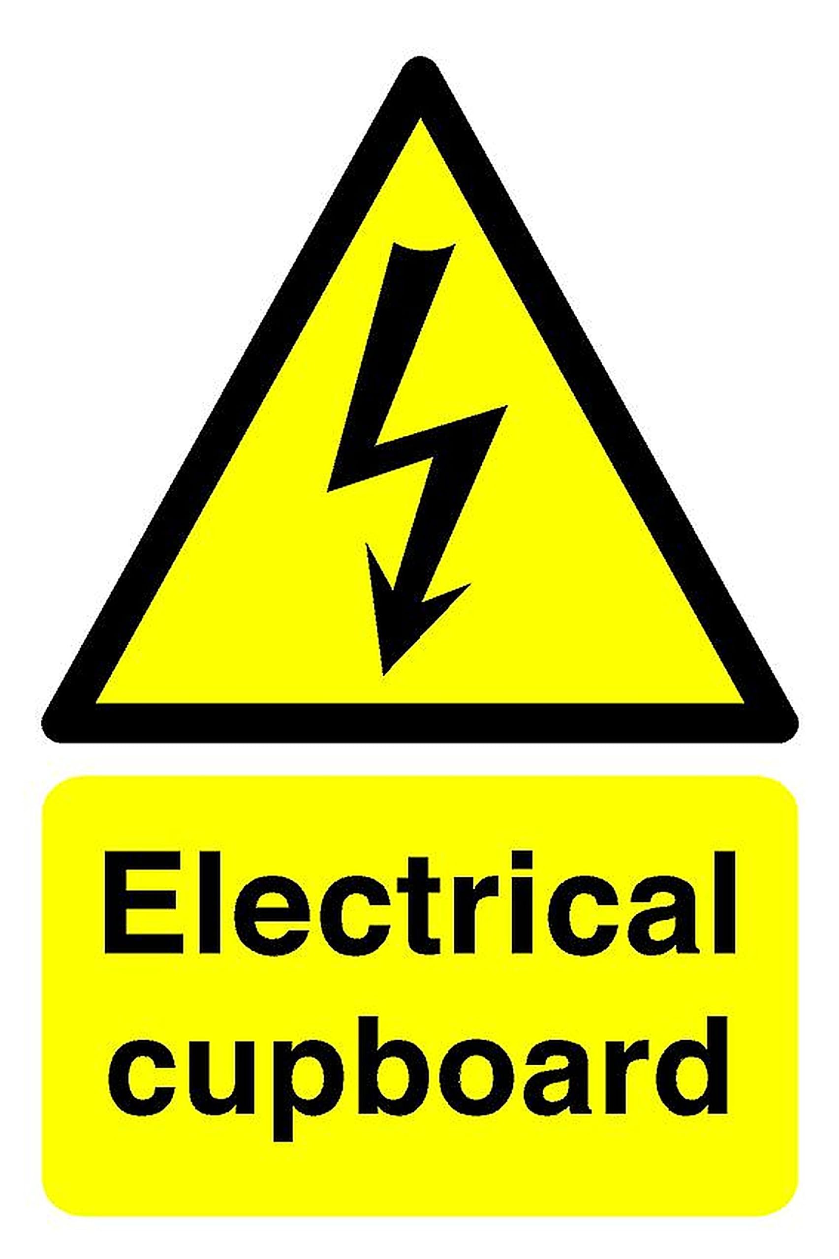 Electrical cupboard sign - High tack self-adhesive sticker (600mm x 400mm) Viewing Distance within 20m.