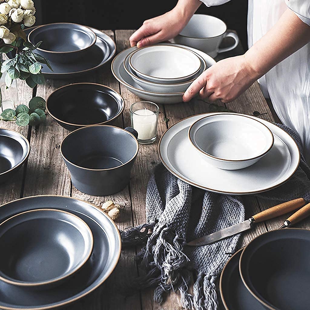 Ensembles de Vaisselle Ensemble de Vaisselle, Ensembles de dîner en céramique, Bol en Porcelaine émaillée de Style Nordique avec mélange de Couleurs, Assiette à(