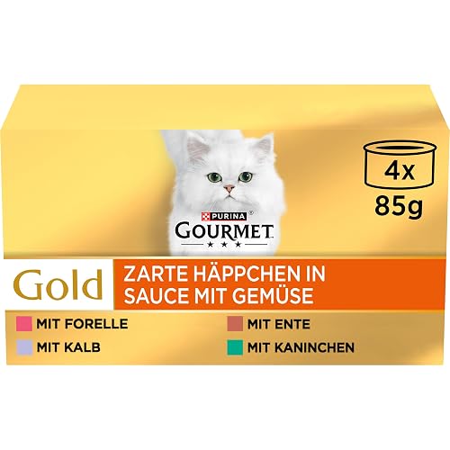 Gourmet PURINA Gold Delicados canapés en Salsa con Verduras, Comida húmeda para Gatos, Mezcla de variedades