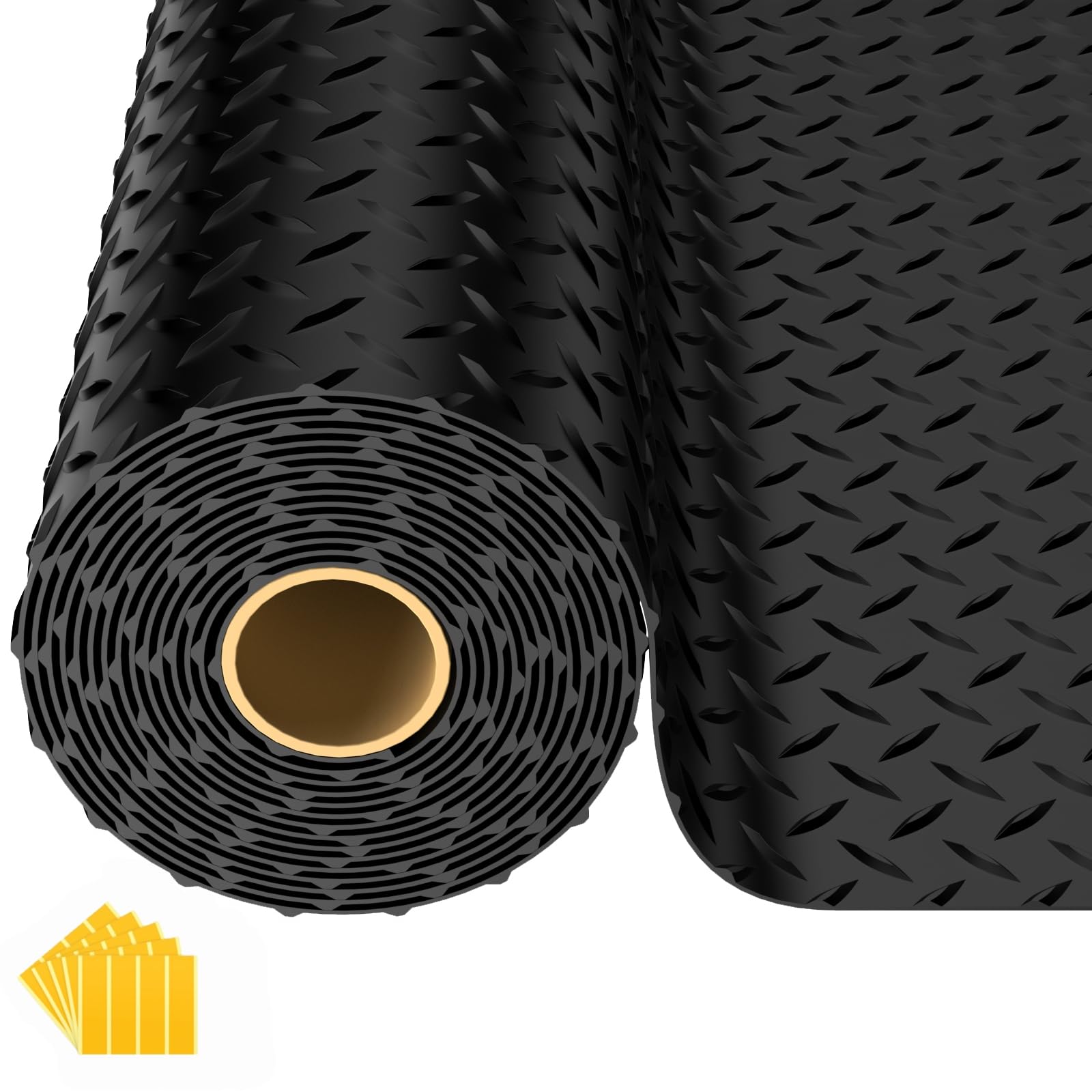 10x20 ft garage floor mat, 2.8mm thickened pvc flooring roll for under car, 200 sqft diamond plate black garage mats for garage, warehouse, basement, gyms, trailer?included tapes?