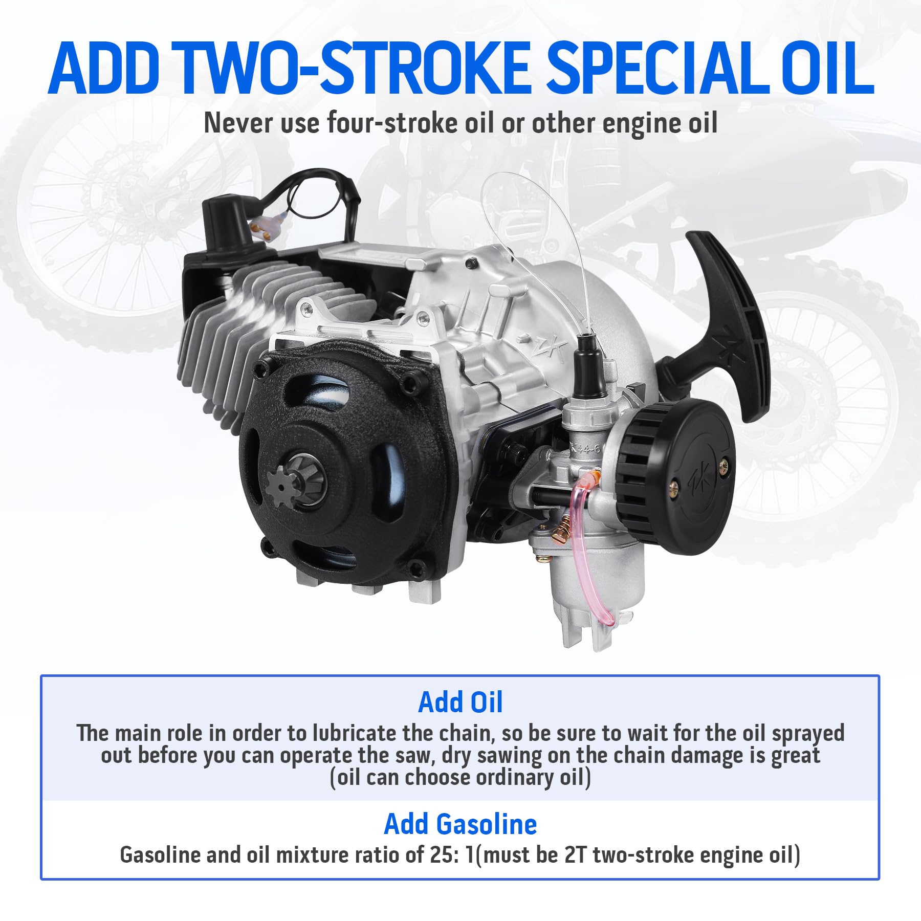 Moteur à traction 49 cc 2 temps refroidi par air pour Pocket Bike Mini Dirt Bike ATV Scooter