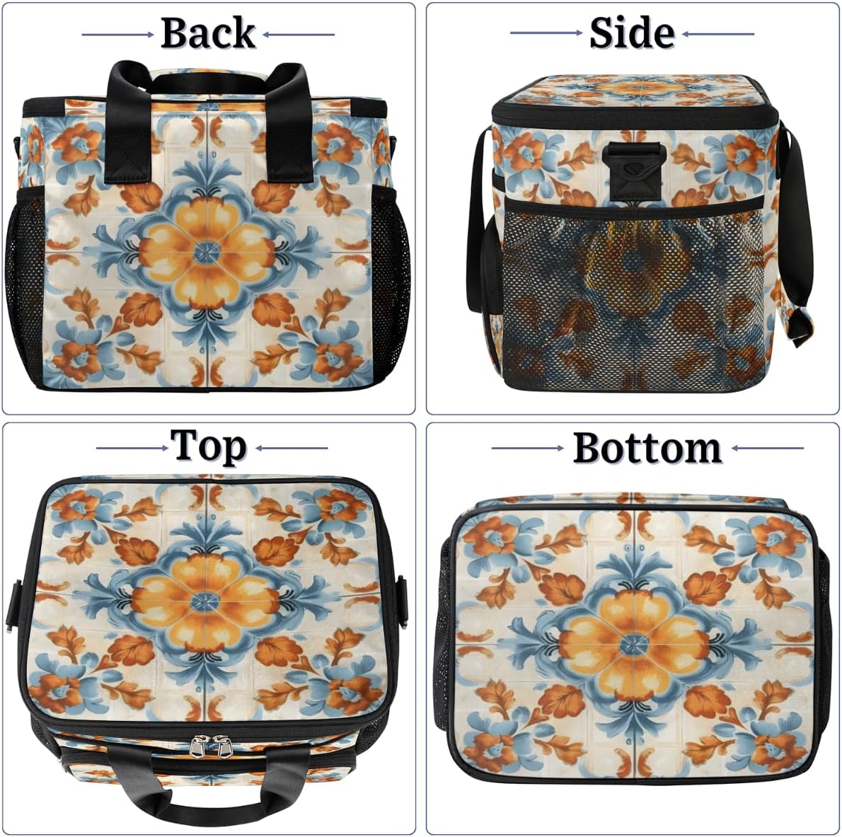 Decorative Insulated Picnic Backpack Lunch Box for Women Men Picnic Basket Tote Lunch Bag Picnic Bag Portable Lunch Bags for Picnic, Beach, Work, Trip,Office, Camp Abstract Flower