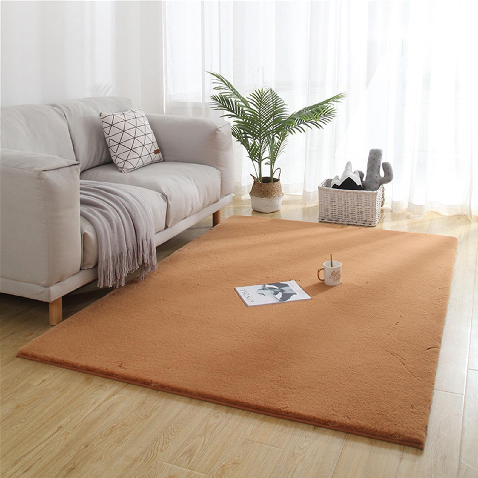 Tapis en fourrure de lapin artificielle antidérapant doux GueTTO
