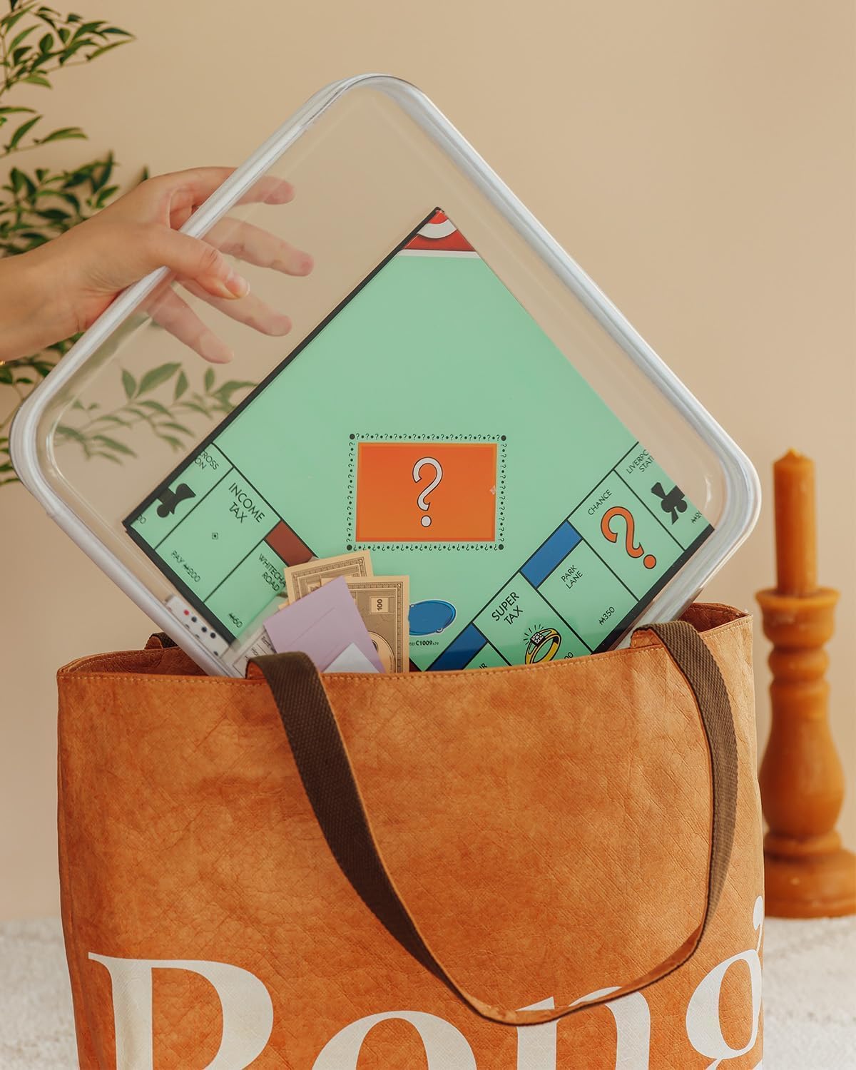 Board Game Storage,Extra Large Clear Hard Shell Case with Zipper, 3 Packs Board Game Organizer and Storage for Games Puzzle Magazine A4 Paper Craft Hobby Art Supplies