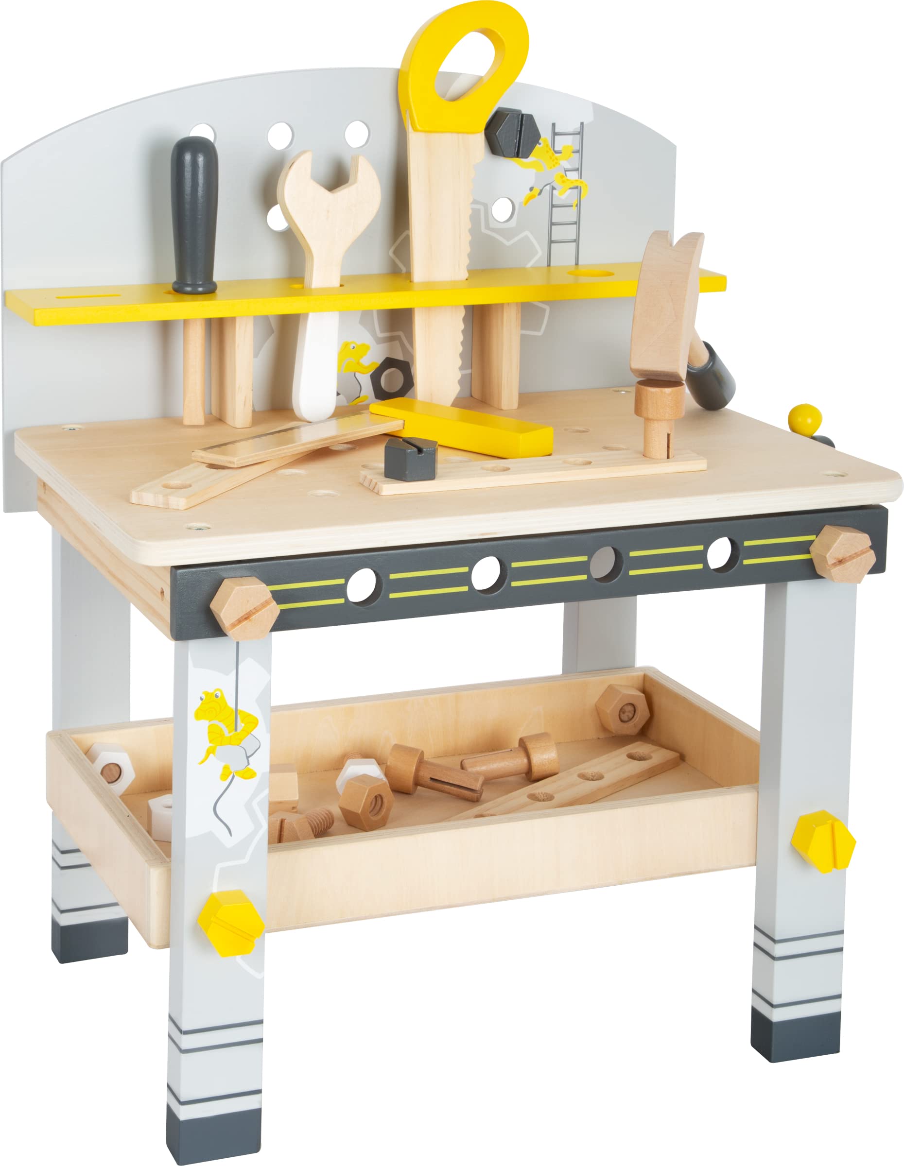Small Foot Etabli Miniwob Compact en Bois, avec de Nombreux Accessoires et Jeu de vis, pour Enfants 3 +, 11805