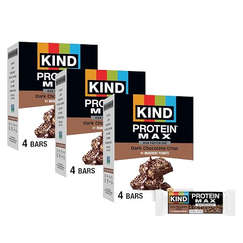 KIND Protein MAX Bars, Dark Chocolate Crisp, High Protein Snacks,