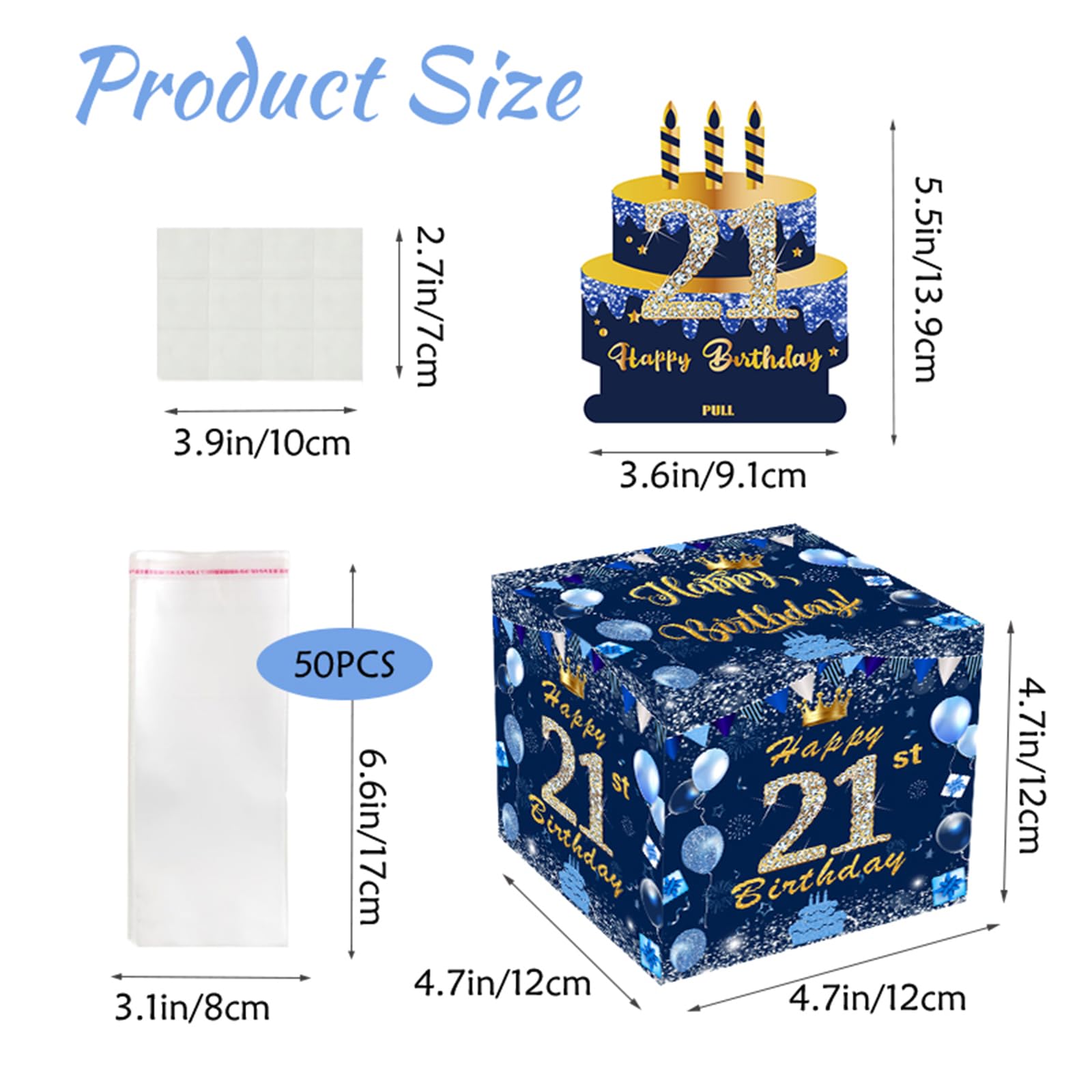 Geldgeschenke 21 Geburtstag,Blauesgold Geschenkbox mit herausziehbaren Geld,Geld Geschenk Box für Geld,Geschenkverpackung Geburtstag Box für Eltern, Kinder, Liebhaber und Freunde Geburtdeko
