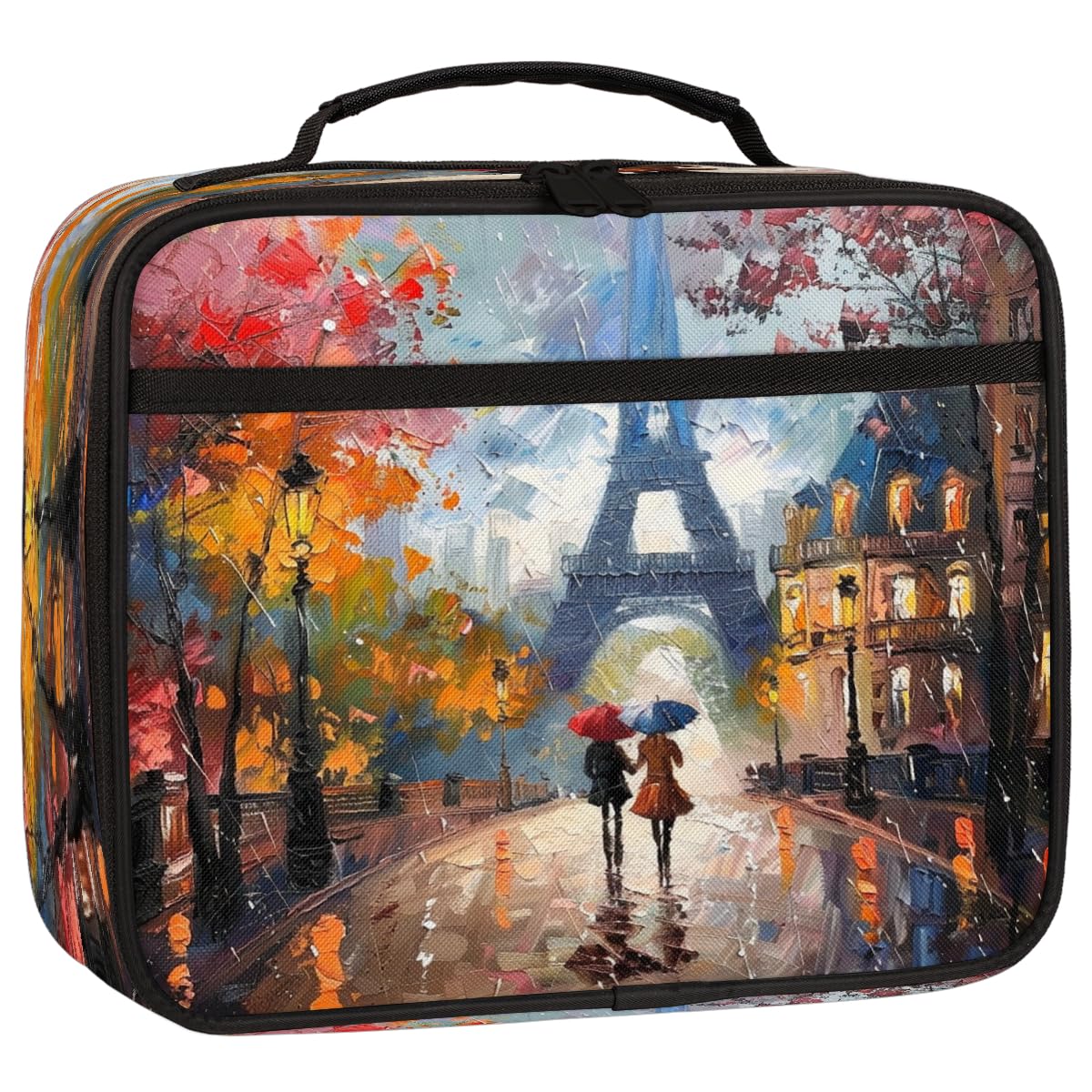 Mexpekil Kids Lunch Bag Paris City View Eiffel Tower Lunch Box Bag for Boys Girls Reusable Insulated Bento Tote Bag for School Picnic Work