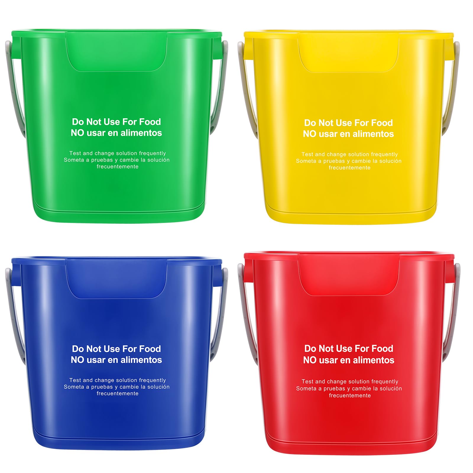 Yaomiao 4 Pcs Cleaning Bucket 3 Qt Sanitizing Bucket,Red,Yellow,Blue,Green