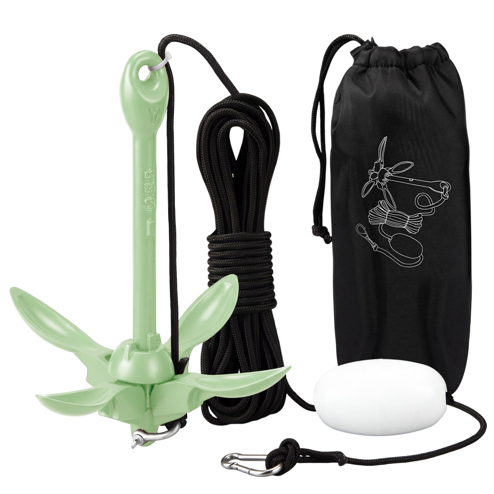 MorningRo Folding Grapnel Anchor Kit, Kayak 40ft Rope