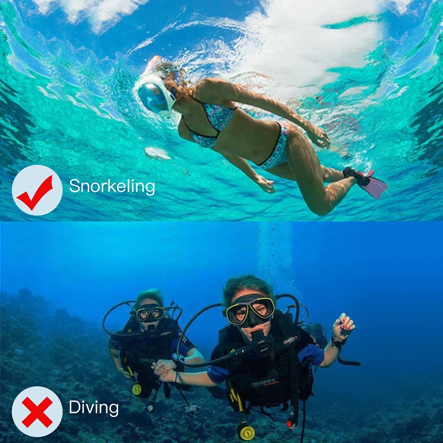 TRAY Full Face Snorkel, 180°Panoramic Larger View Snorkel Set Anti-Leak, Detachable Camera Mount, Fit for Adult Youth (L/XL) 4