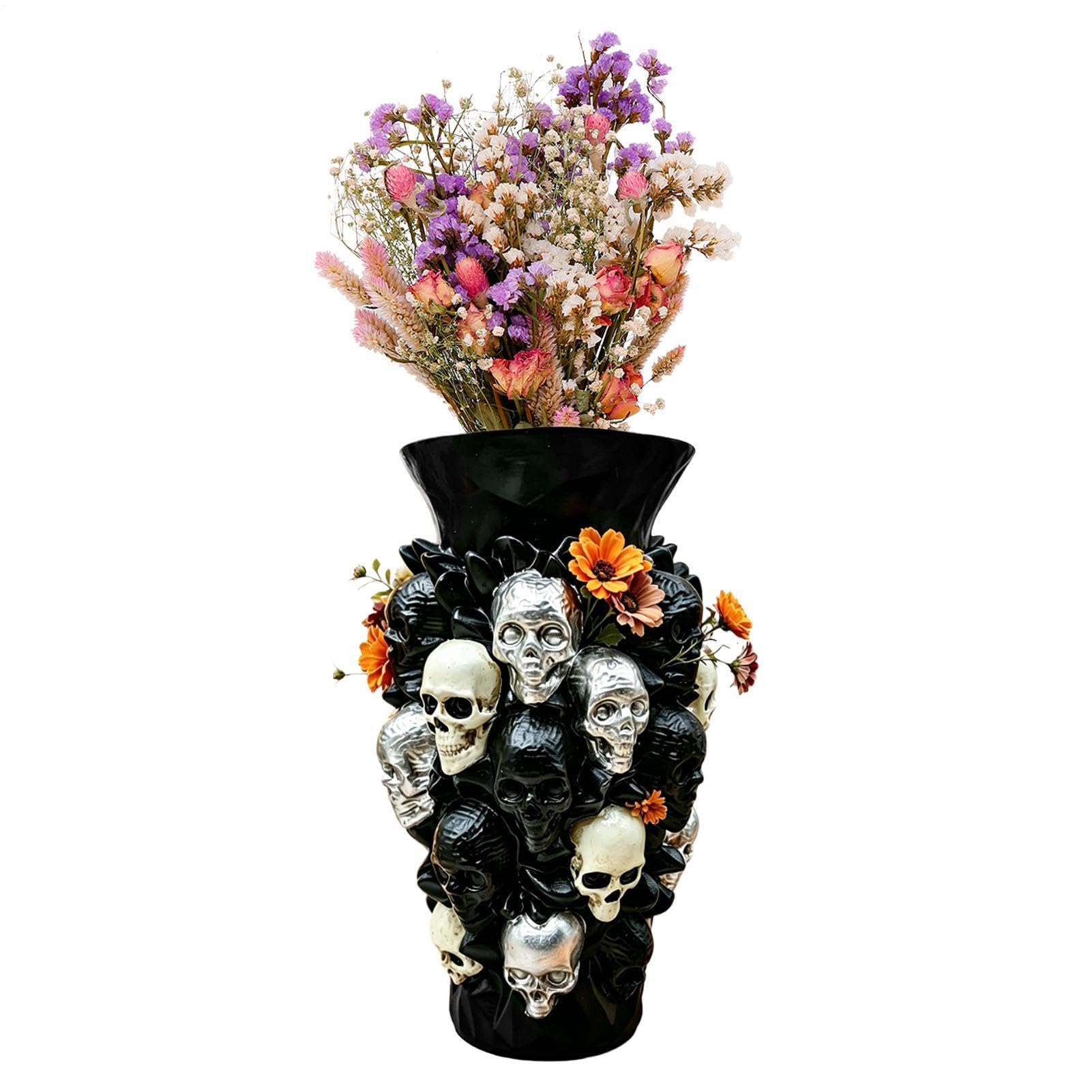 Support haut gothique effrayant : vase à fleurs Halloween pour fête d'intérieur