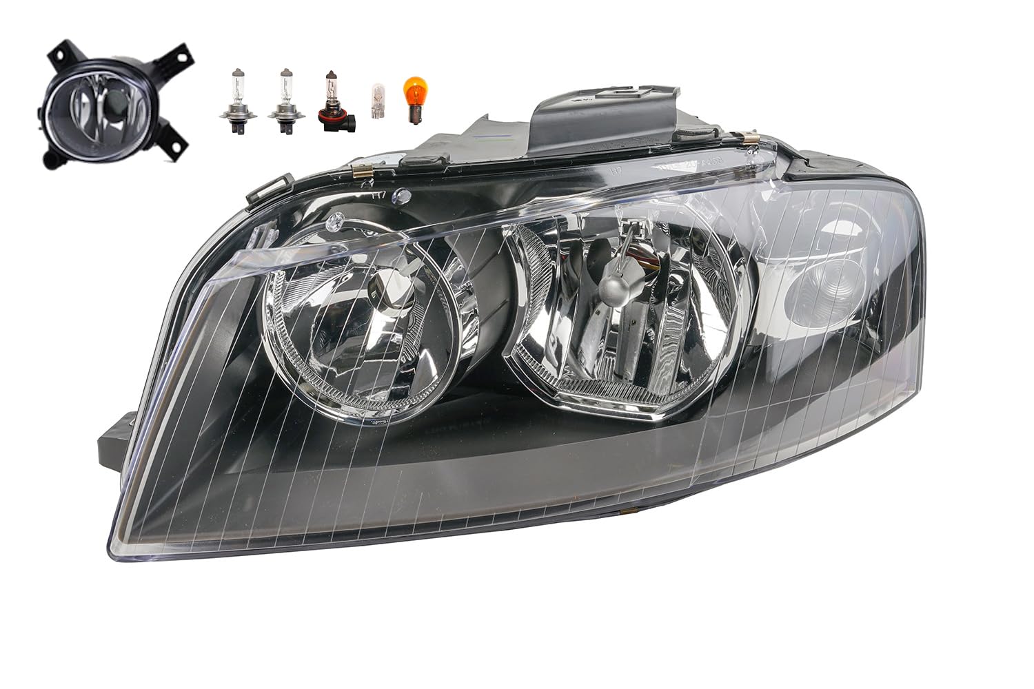 Johns, Faro alogeno anteriore adatto per Audi A3 8P 05/03-07/08 H7 H7 sinistro conducente + fendinebbia + lampadina