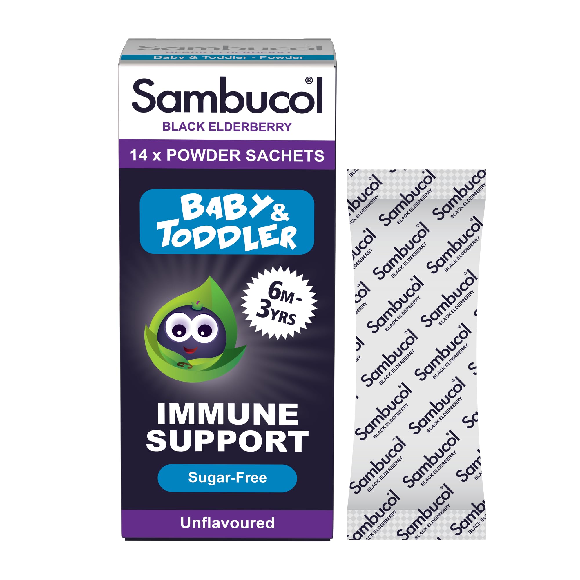 Sambucol Baby and Toddler Powder Sachets | with natural Black Elderberry | Vitamin C | Vitamin D | 14 sachets