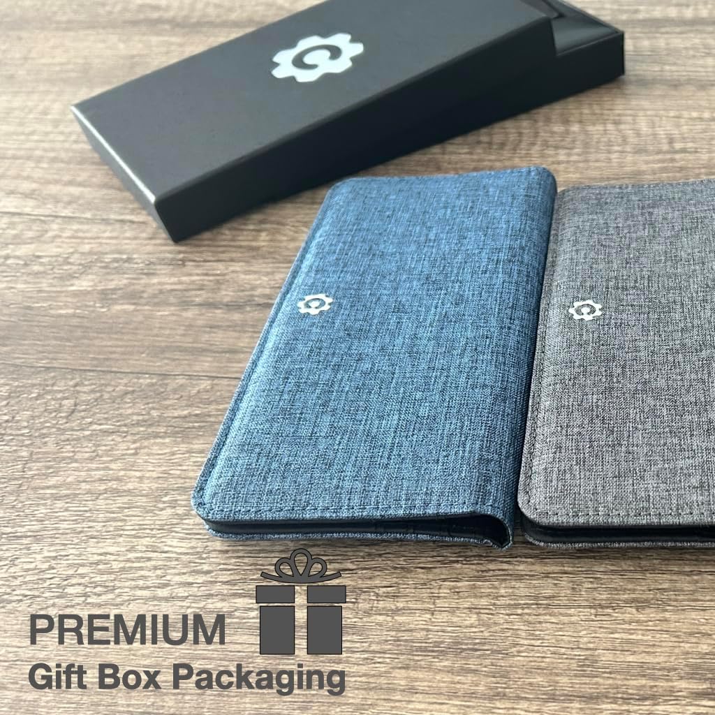 Caitlin Women RFID Blocking Long Bifold Executive Wallet with 12 Slots, 2 Key Pocket, Cash pockets, and 2 ID windows, and 2 privacy windows, Come with Premium Gift Box (Canvas, Denim Blue) - Image 9