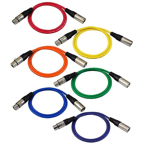 Miniatura 1 de GLS Audio Cables de cable de conexión de 3 pies cables de color XLR macho a XLR hembra cable de serpiente equilibrado de 3 pies paquete de 6