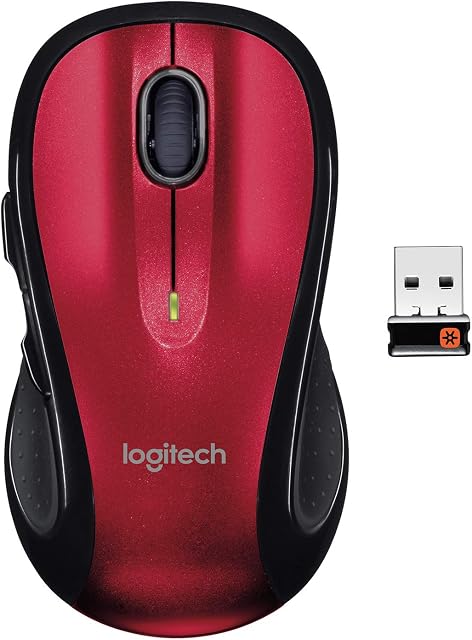 Souris d'ordinateur sans fil Logitech M510 – Forme confortable avec récepteur USB unifiant, avec boutons arrière/avant et défilement latéral - Rouge