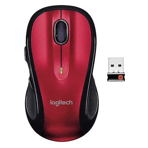 Logitech M510 Wireless Computer Mouse – Comfortable Shape with USB Unifying Receiver, with Back/Forward Buttons and Side-to-Side Scrolling - Red