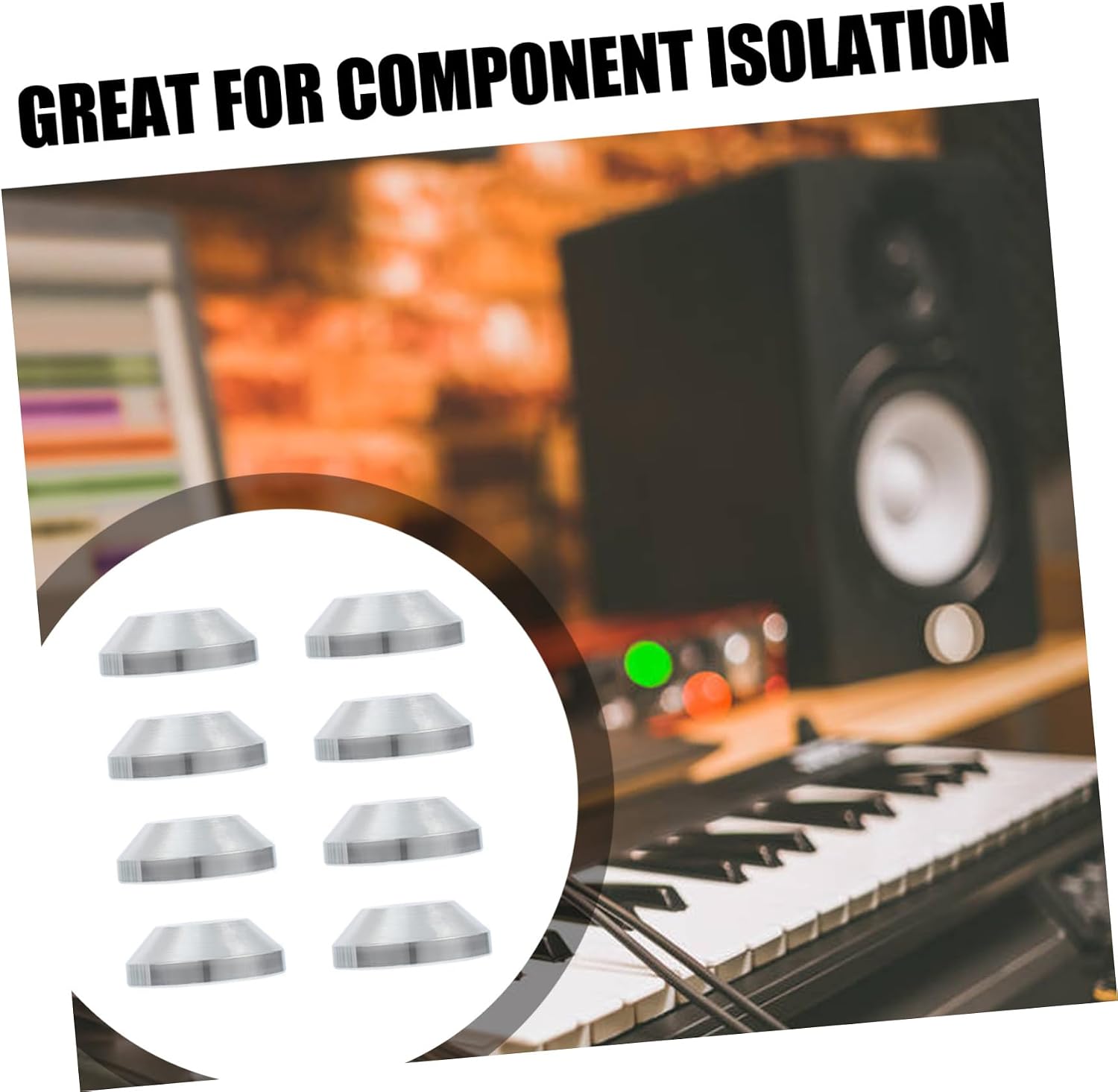 Artibetter 8pcs Speaker Base Pad Cd Player Audio Subwoofer Amplifier Floor Protector Silver Heavy Duty Metal Fixed Base Pad Speaker for Studio