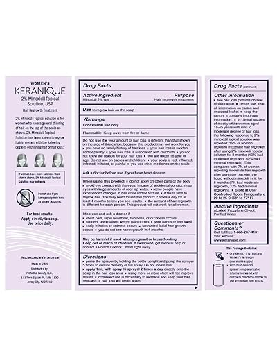 Miniatura 10 de Keranique Set de productos para el crecimiento del cabello - 2% Minoxidil Keranique Hair Regrowth Treatment for Women - Champú y acondicionador