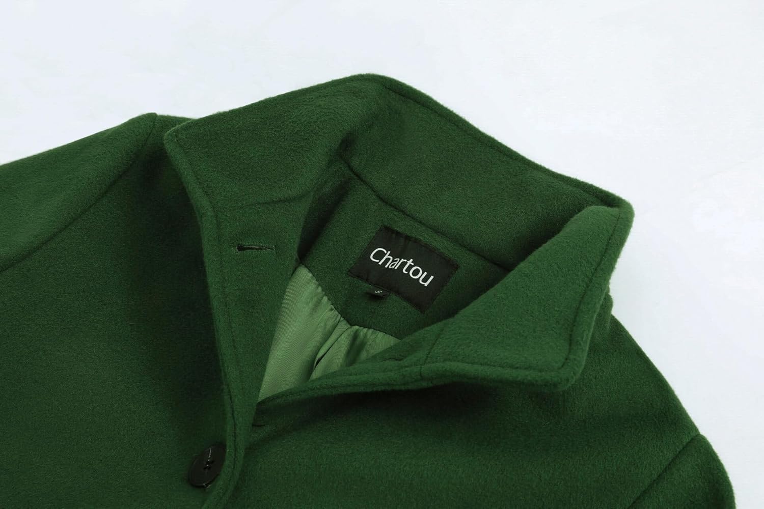 CHARTOU Women’s Casual Thicken Wool Blend Stand Collar Single Breasted Pea Coat