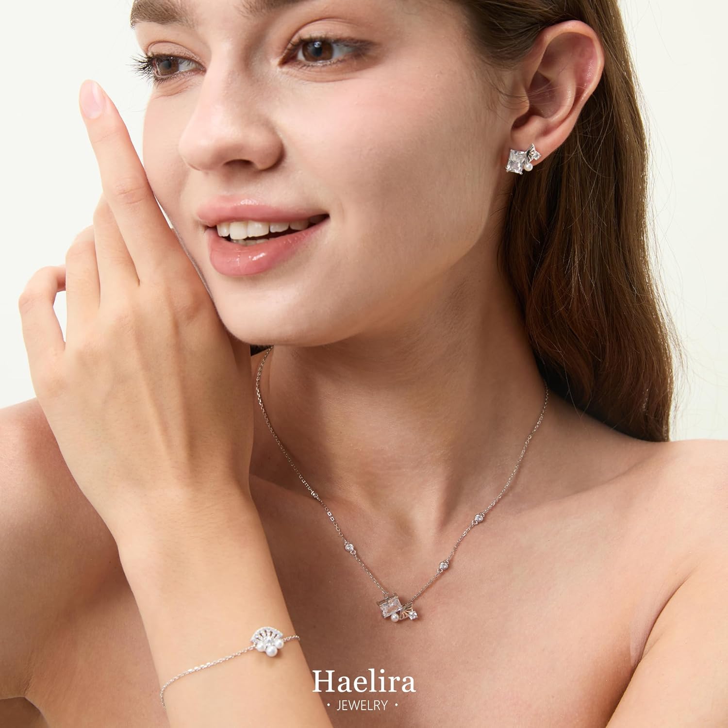 S925 Sterling Silver Jewelry Sets, 17.7 Inch Freshwater Pearls Necklace and Earrings Set, Dainty Minimalist Perfect Jewelry Gift - Image 5