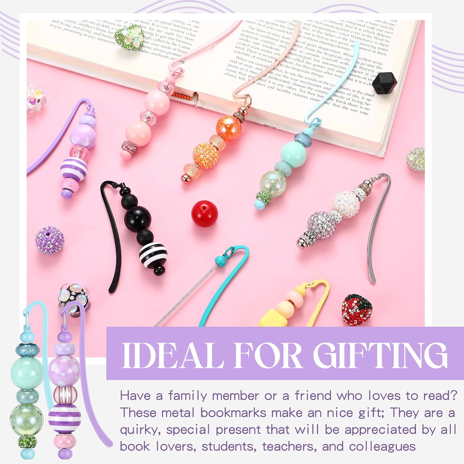 Dunzoom Beadable Bookmarks with Bar Metal DIY Blank Bar, Multi Color image 5