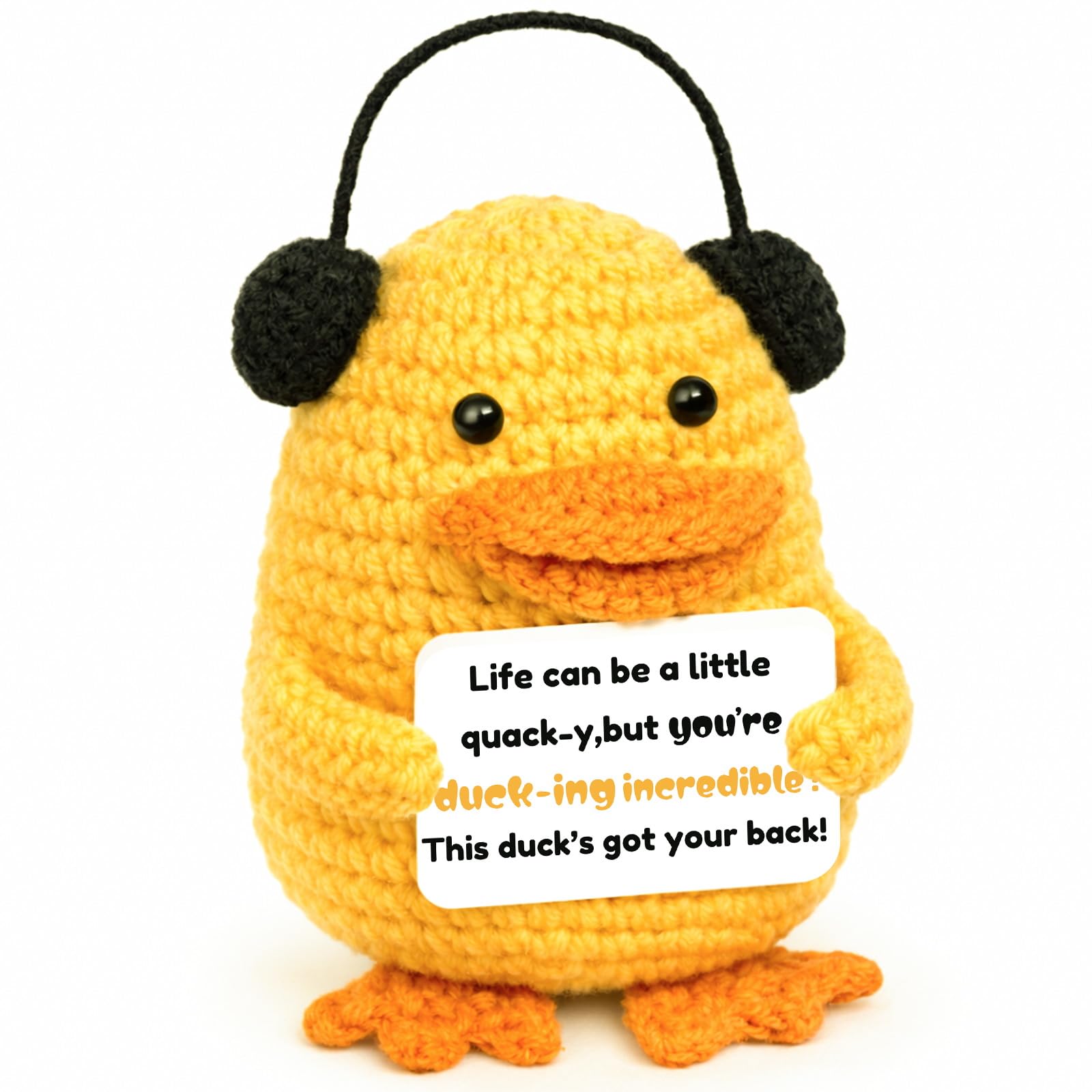SIOTMERA Positive Crochet Duck Gifts for Women Men - Handmade Duck Crochets Animals Funny Gifts, Anniversary Birthday for Friends Mom Boyfriend Girlfriend Wife Husband Coworker