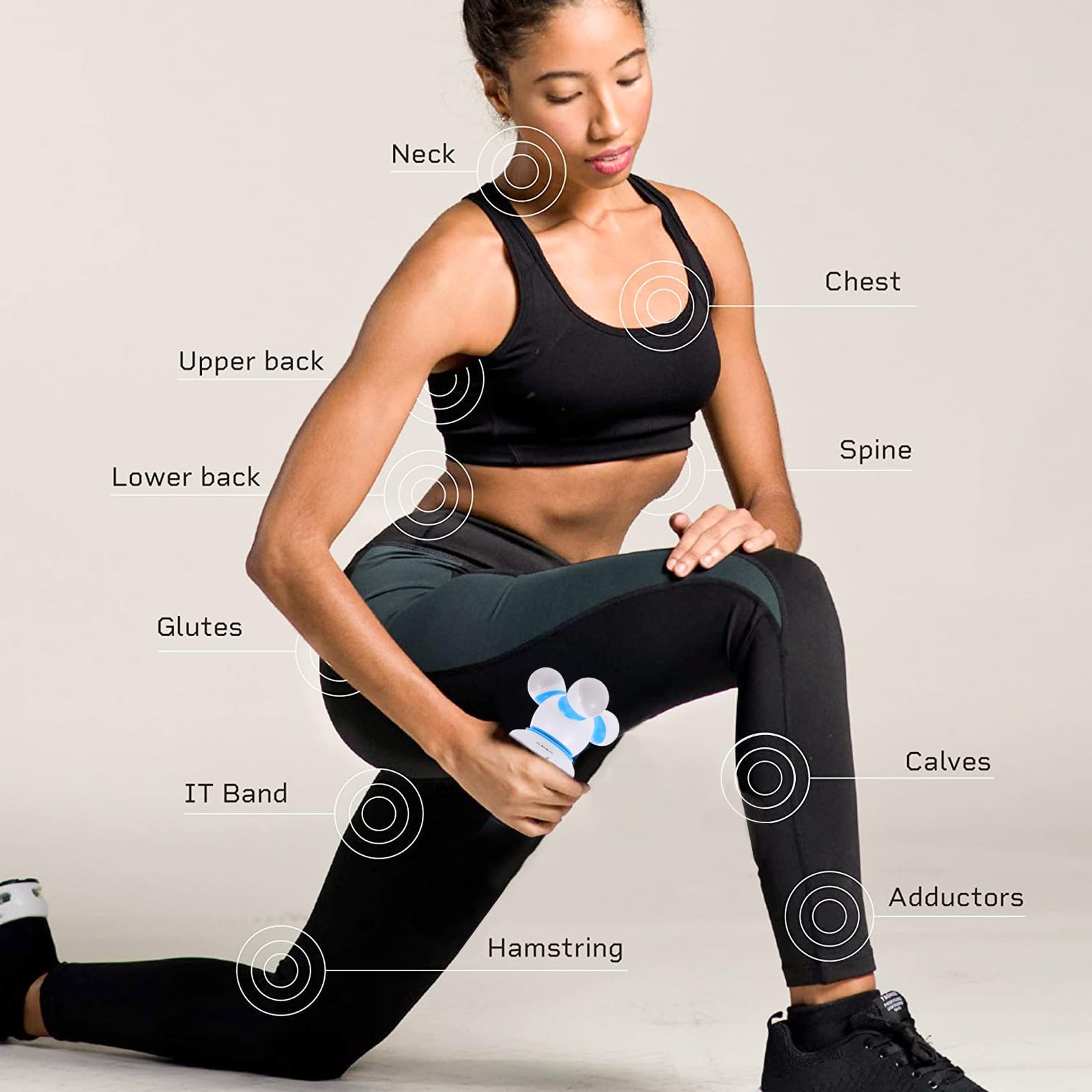 Mini Masseur Vibrant USB Bleu Physiothérapie Manuelle par Acupuncture à 3 Points pour Dos Cou et Taille Appareil Portable pour Musculaire et Fatigue Corporelle