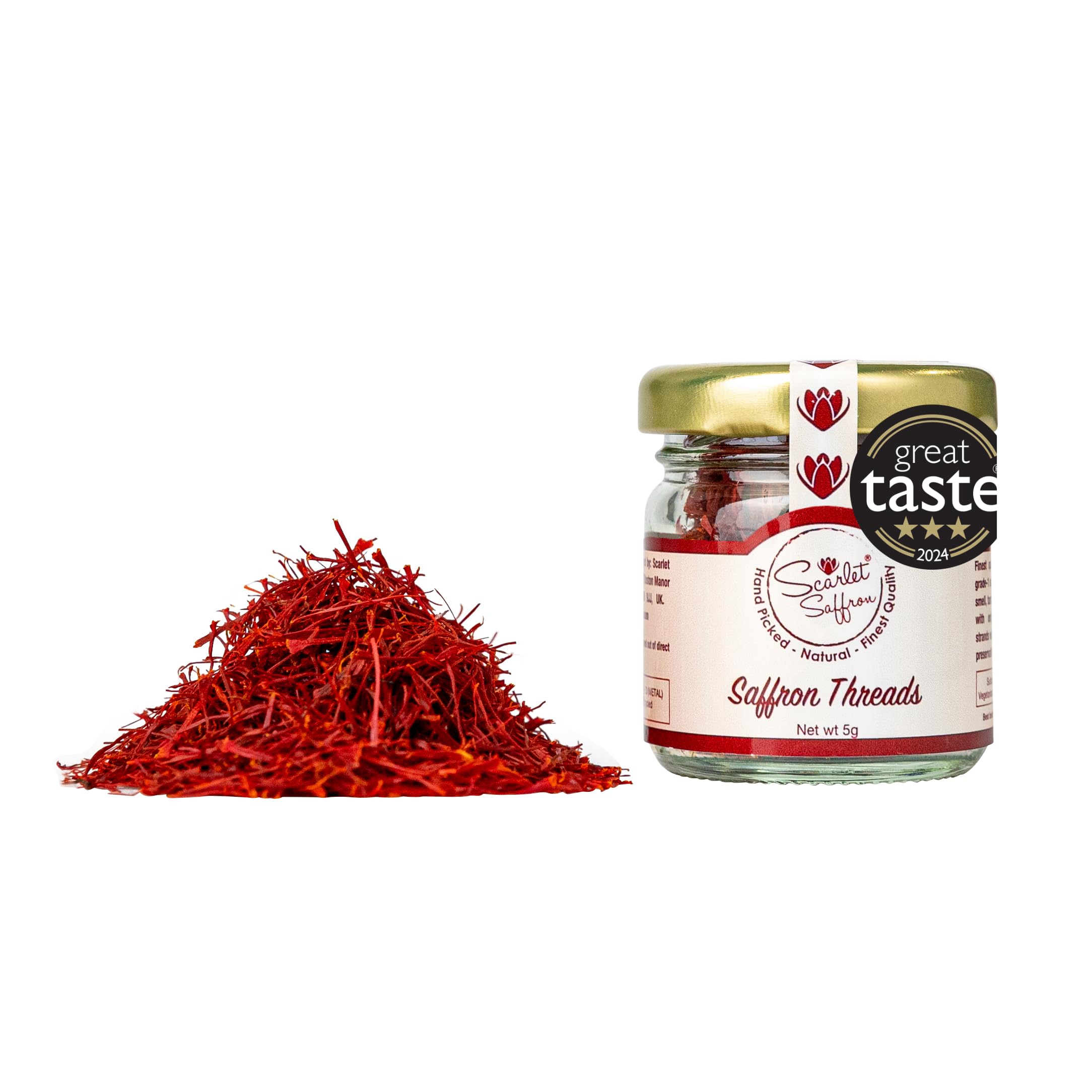 Scarlet Saffron, Finest Pure Premium All Red Spanish Saffron Threads, Grade A+, Highest Grade Saffron for Tea, Paella, Rice, Desserts, No Artificial, No Preservatives (5 Grams | 0.18 Ounce)